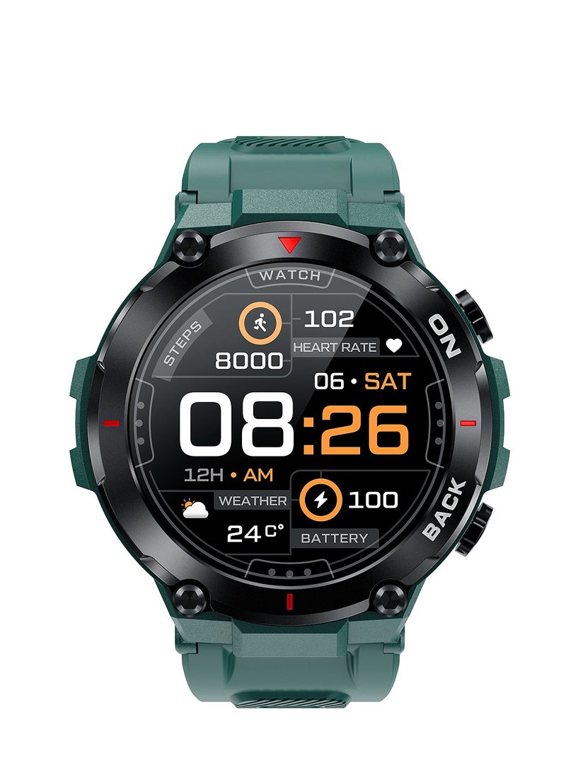 LIGE Men's New Smart Watches 1.32inch Full Touch Screen Outdoor Sports Fitness Bracelet Blood Pressure with GPS Location IP68 Waterproof Silicone Strap Green  - Image 3