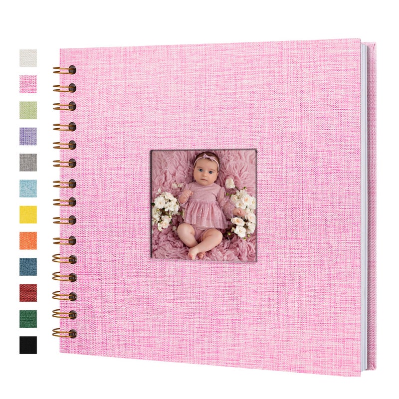 Yopih Linen Covered Scrapbook Photo Album, 8x8 Inches with Hardcover Kraft White Pages - Ideal for Travel, Wedding, Guest Book, Christmas, Baby Shower (20 Sheets/40 Pages) - Image 1