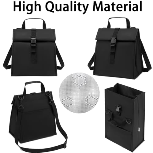 GYEUKHAM Insulated Lunch Bag for Men/Women/Kids, Roll top Reusable Lunch Box with Adjustable Shoulder Strap, Thermal Lunch Cooler Tote Container for Adults/Teens School Work Office Picnic,Black - Image 5