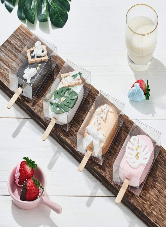 JCXPACK 50PCS 3.7 x 2.2 x 1.5 inches Professional Cakesicle Boxes, Clear Gift Plastic Boxes, Ice Cream Shaped Boxes for Baby Shower, Holiday and Kids Birthday Party Favors - Image 1