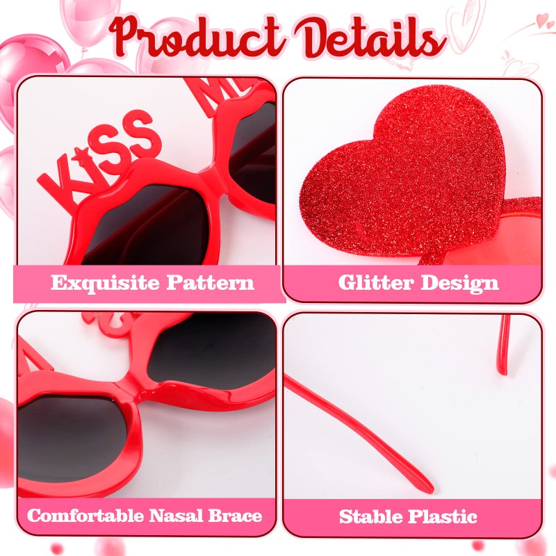 Sratte 12 Pieces Valentine's Day Party Eyeglasses Valentines Heart Party Sunglasses Set Plastic glasses Decoration for Kids Birthday Valentine's Day Favors Cosplay Photo Props Decor - Image 3