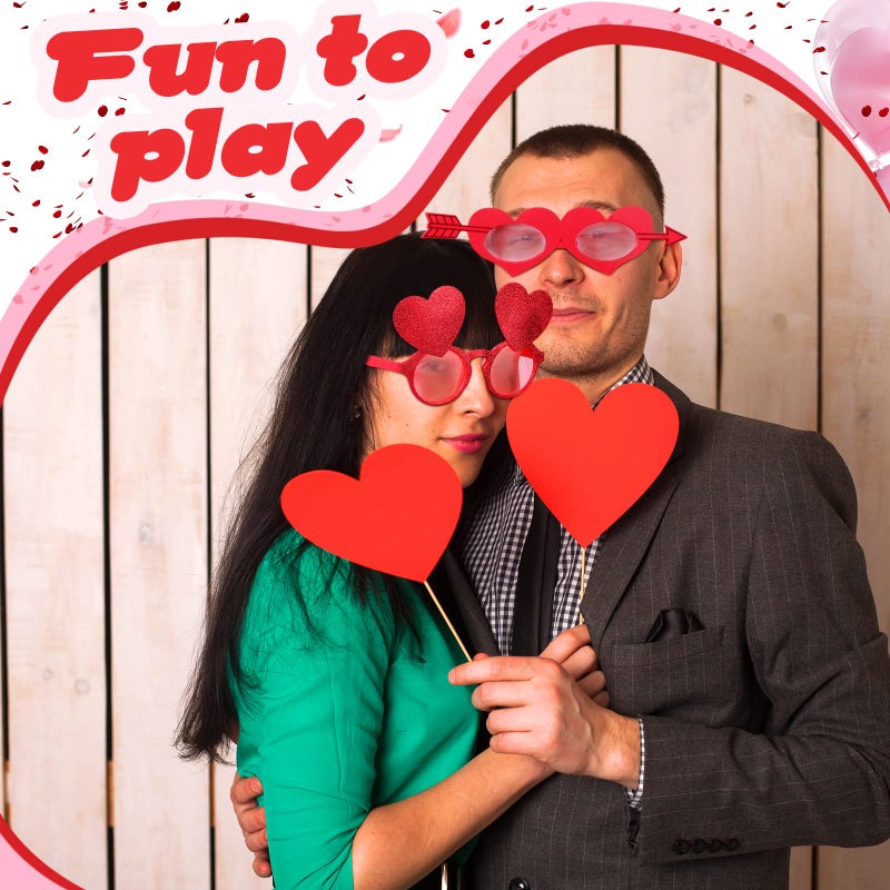 Sratte 12 Pieces Valentine's Day Party Eyeglasses Valentines Heart Party Sunglasses Set Plastic glasses Decoration for Kids Birthday Valentine's Day Favors Cosplay Photo Props Decor - Image 2