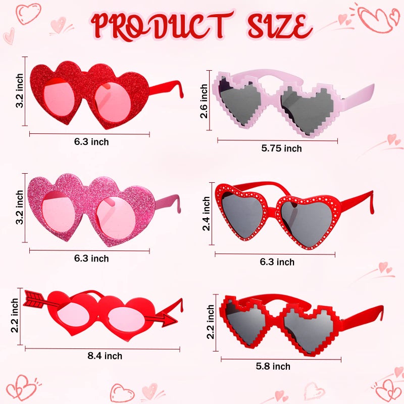 Sratte 12 Pieces Valentine's Day Party Eyeglasses Valentines Heart Party Sunglasses Set Plastic glasses Decoration for Kids Birthday Valentine's Day Favors Cosplay Photo Props Decor - Image 4