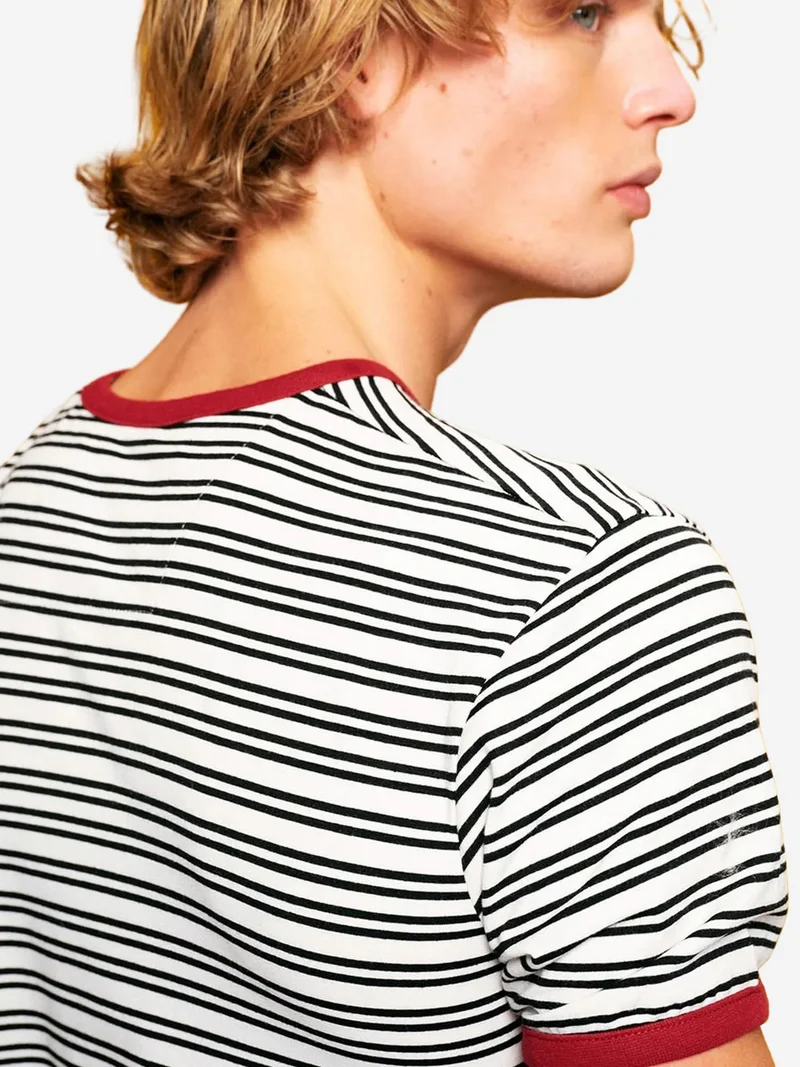 Giesto Black GIESTO Slim Fit Striped Crew Neck T-Shirt for Men | Best Price UAE