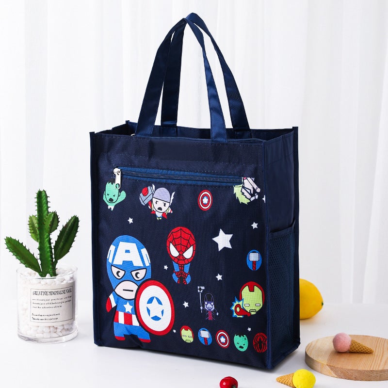 Dual Layer A4 Art Case Cute Cartoon Student Carry Bag Waterproof No.20 Mengmeng US Team League (inner lining) 