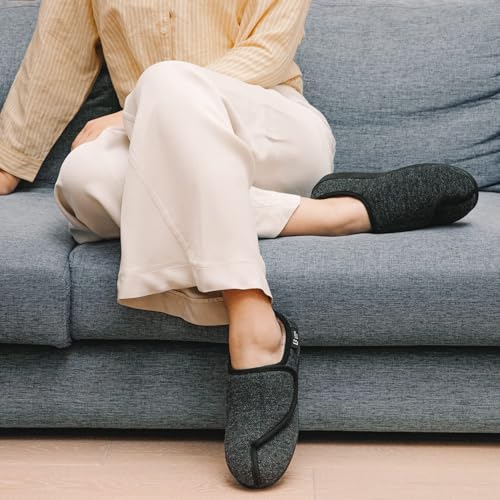 LongBay Womens Adjustable Slippers Memory Foam Cozy Wide Diabetic House Shoes Edema Orthopedic Neuropathy Indoor Outdoor (9B(M), Black) - Image 2