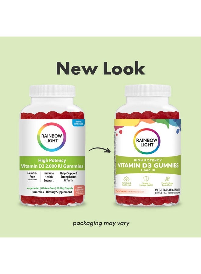 Rainbow Light Rainbow Light Vitamin D Gummies, High Potency Vitamin D3 2,000IU Immune Health Support, Helps Support Strong Bones & Teeth, Gluten Free, Vegan, Peach, 120 Gummies - Image 2