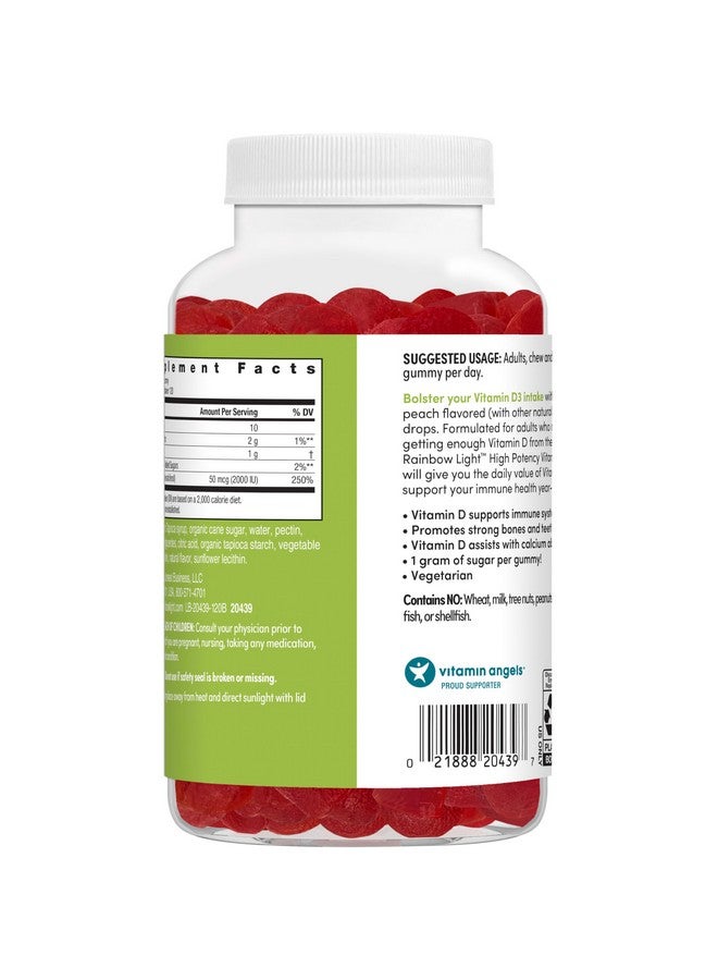 Rainbow Light Rainbow Light Vitamin D Gummies, High Potency Vitamin D3 2,000IU Immune Health Support, Helps Support Strong Bones & Teeth, Gluten Free, Vegan, Peach, 120 Gummies - Image 5