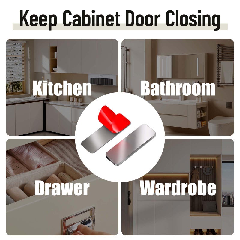 PHIXBEAR 8 Pack Magnetic Cabinet Door Catch, Ultra Thin Cabinet Door Magnets, Adhesive Drawer Magnets to Stay Closed, Stainless Steel Cabinet Latch Easy Install - Image 5