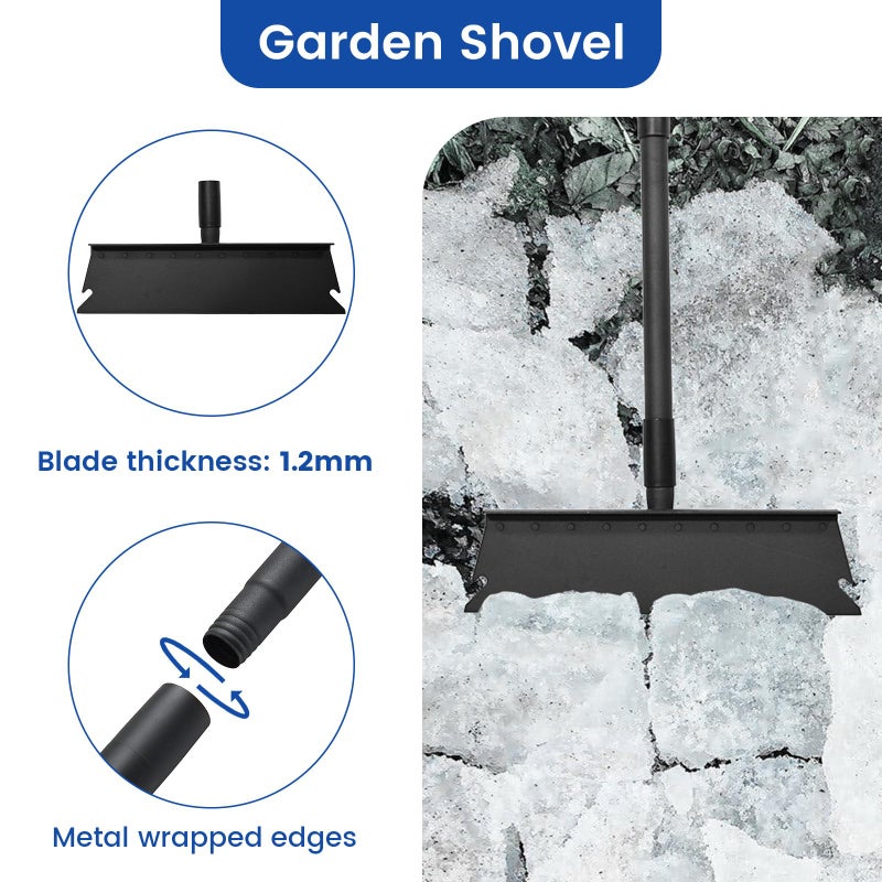 TwinkleTool Larger Garden Cleaning Shovel, Floor Scraper, Ice Scraper, 63 Inch Adjustable Heavy Duty Snow Scraper Long Handle, Garden Flat Shovel for Lawn Edging Weeding Digging Snow Removal and Ice Scraping - Image 3