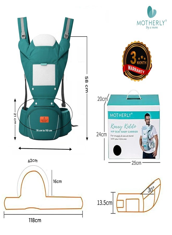 Motherly Embrace Baby Carrier with Detachable Hip Seat - English Green | 6-in-1 Adjustable Hands-Free Carrier for 0 to 2 Year Baby | Infant & Toddler Carrier with Head Shield & Buckle Straps -Green - Image 2