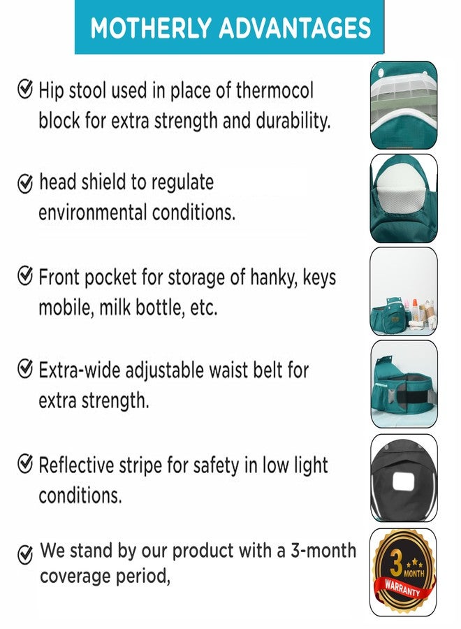 Motherly Embrace Baby Carrier with Detachable Hip Seat - English Green | 6-in-1 Adjustable Hands-Free Carrier for 0 to 2 Year Baby | Infant & Toddler Carrier with Head Shield & Buckle Straps -Green - Image 4