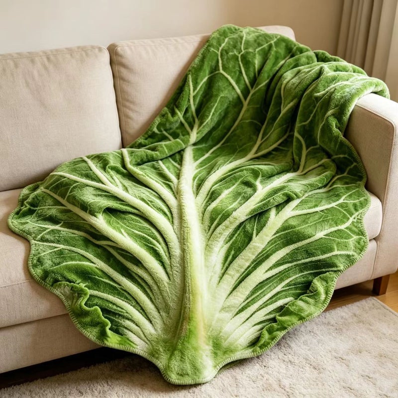 Realistic Cabbage Shaped Flannel Blanket 51x59 Inch Soft Sofa Cover - Image 3