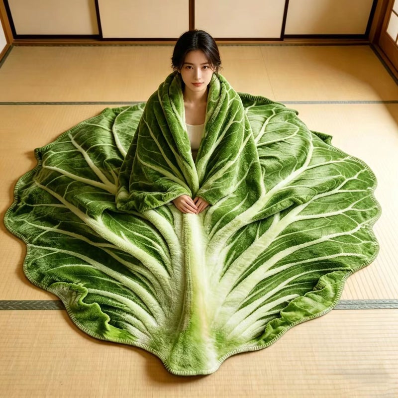 Realistic Cabbage Shaped Flannel Blanket 51x59 Inch Soft Sofa Cover - Image 5