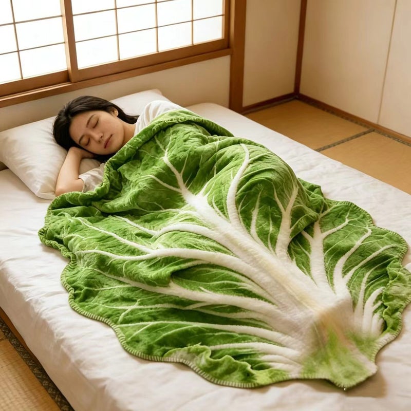 Realistic Cabbage Shaped Flannel Blanket 51x59 Inch Soft Sofa Cover - Image 1