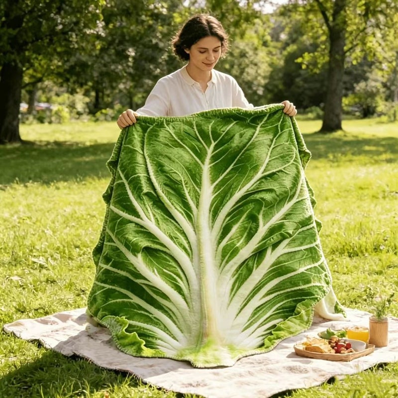 Realistic Cabbage Shaped Flannel Blanket 51x59 Inch Soft Sofa Cover - Image 2