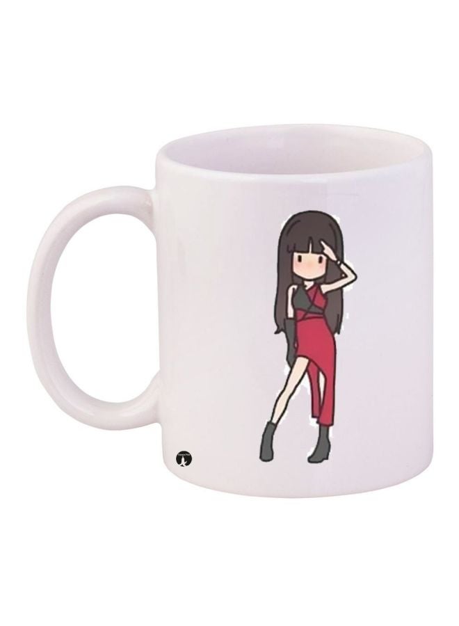 RYN Girl Printed Coffee Mug White/Grey/Red 11ounce