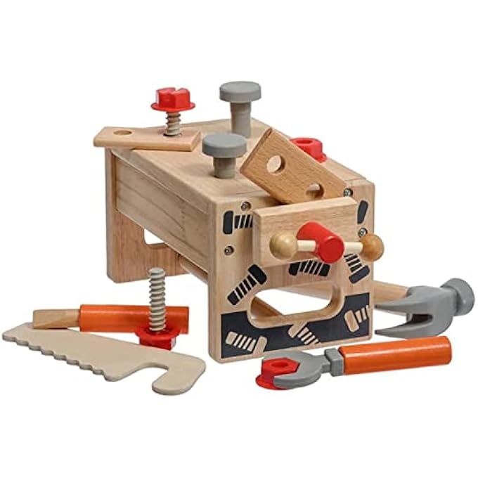 WOODEN PLAY TOOL BOX FOR KIDS 15PCS TODDLER STEM EDUCATIONAL TOYS WITH SCREW HAMMER CARPENTER ASSEMBLY PRETEND ROLEPLAY CONSTRUCTION MECHANIC TOOLBOX ACCESSORY PLAY SET GIFT 2+YEARS BOYS GIRL - Image 3