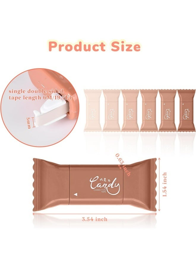 CANDY 6 Pcs White Correction Tapes, Cute White Smooth Pull Out Tape for Instant Corrections, Clean and Easy to Use Applicator for Office School Supplies (Coffee) - Image 2