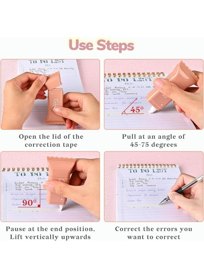 CANDY 6 Pcs White Correction Tapes, Cute White Smooth Pull Out Tape for Instant Corrections, Clean and Easy to Use Applicator for Office School Supplies (Coffee) - Image 4