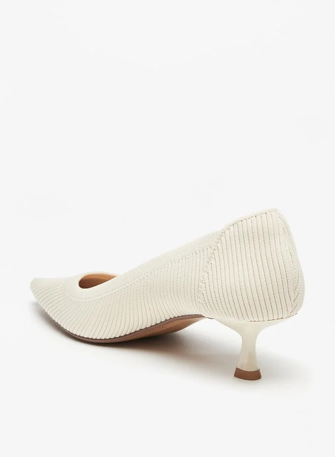 سيليست Women's Textured Slip-On Pumps with Kitten Heels