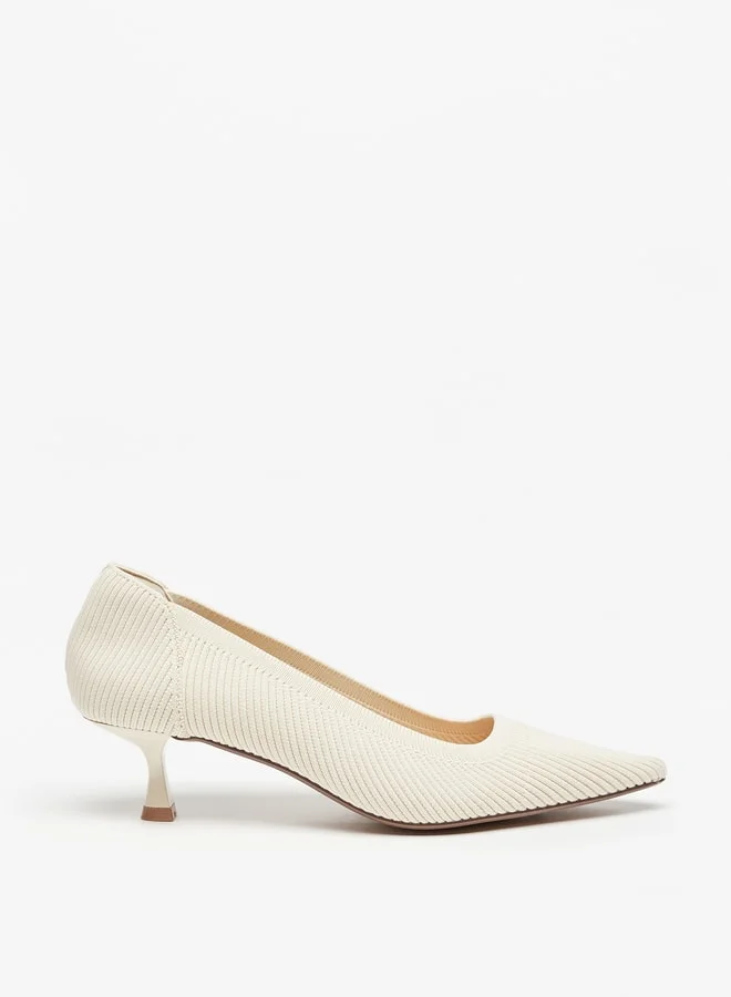 سيليست Women's Textured Slip-On Pumps with Kitten Heels