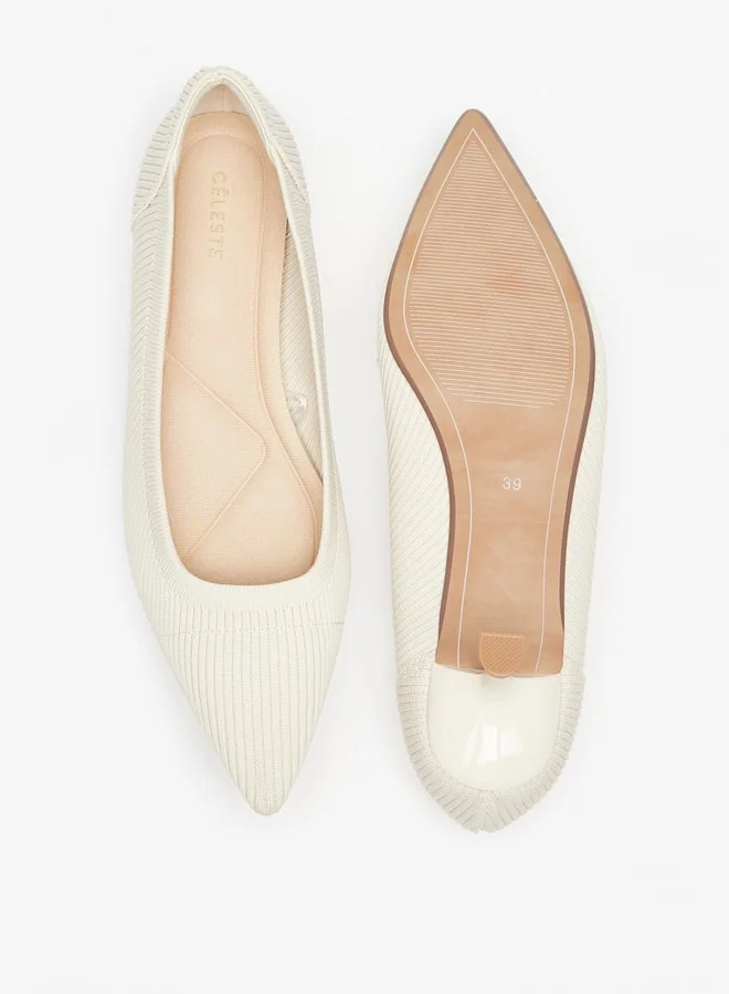 سيليست Women's Textured Slip-On Pumps with Kitten Heels