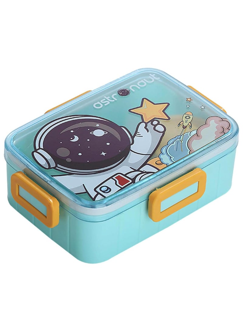 Twisoo Cute Cartoon Pattern Plastic Lunch Box for Kids, BPA-Free Bento Tiffin Box with 2 Compartments, Leakproof Lunch Container with Soup Box & Spoon, Ideal for School & Travel (Astronaut) - Image 1
