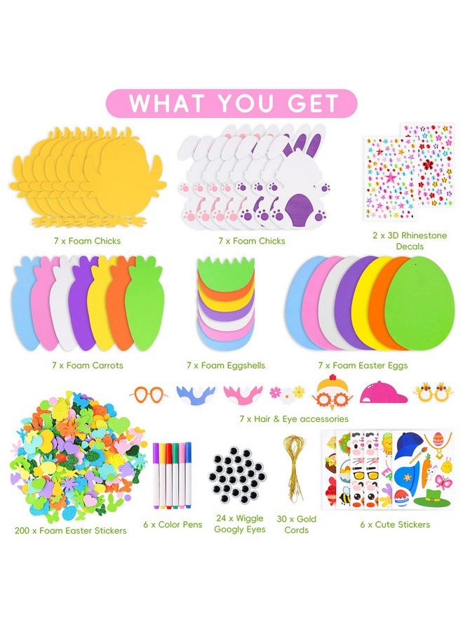 Garma 312 PCS Easter Foam Stickers Crafts Kit DIY Eggs Bunnies Chicks Carrots Easter Decorations Party Favors Supplies for Kids - Image 5