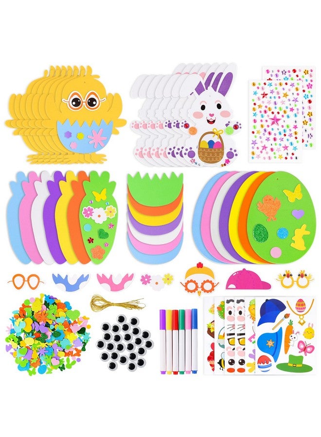Garma 312 PCS Easter Foam Stickers Crafts Kit DIY Eggs Bunnies Chicks Carrots Easter Decorations Party Favors Supplies for Kids - Image 1