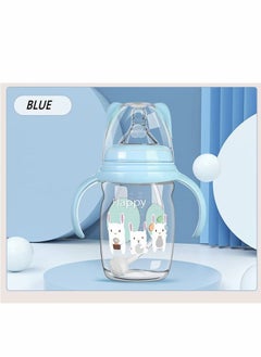Excefore Baby Bottle Sippy Cup 220ml, Learning Drinking Cup with Handle 360° Leak-proof Gravity Ball Design Baby Learn to Drink Water Transition Cup Soft Bite-resistant Drop Resistant for Kids 6+ Months (Blue)  - Image 4