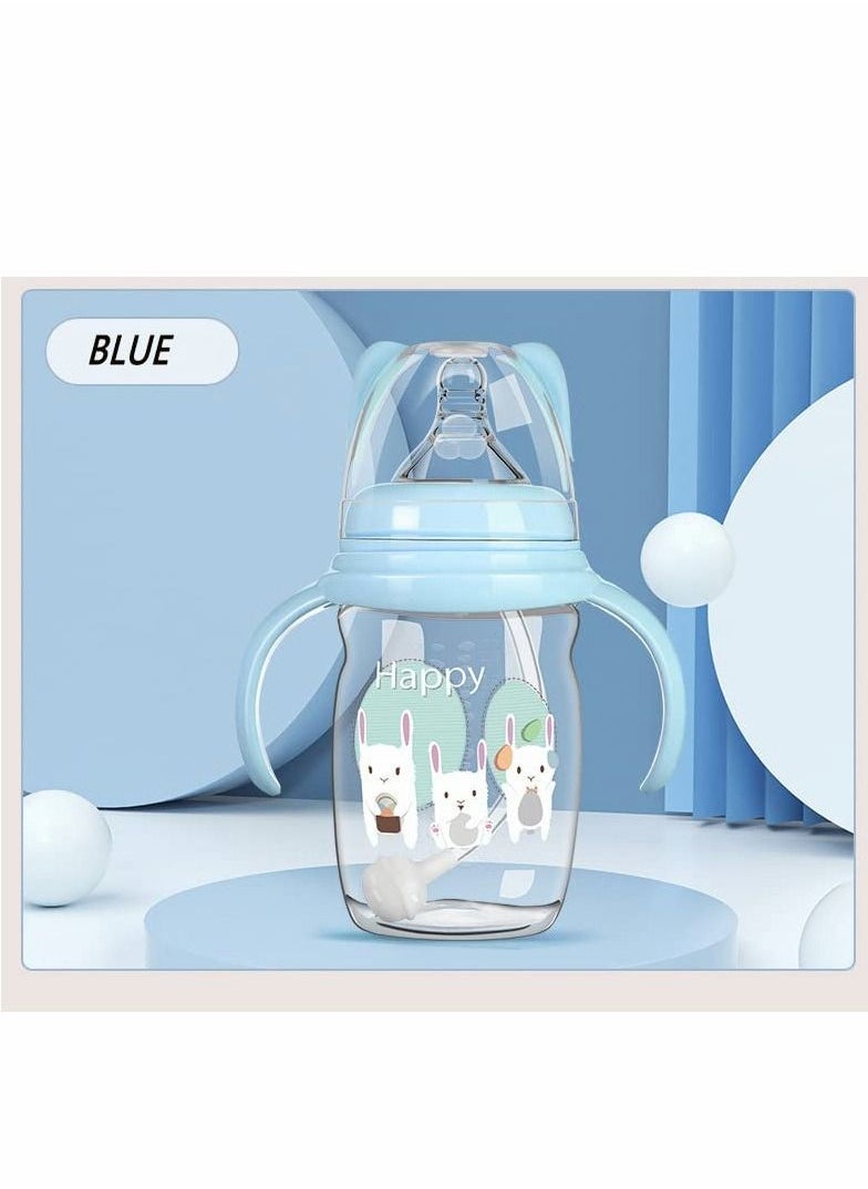 Excefore - Baby Bottle Sippy Cup 220ml, Learning Drinking Cup with Handle 360° Leak-proof Gravity Ball Design Baby Learn to Drink Water Transition Cup Soft Bite-resistant Drop Resistant for Kids 6+ Months (Blue) - Image 1