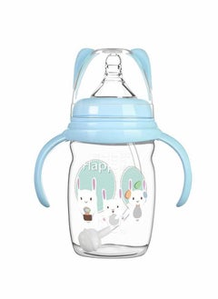 Excefore Baby Bottle Sippy Cup 220ml, Learning Drinking Cup with Handle 360° Leak-proof Gravity Ball Design Baby Learn to Drink Water Transition Cup Soft Bite-resistant Drop Resistant for Kids 6+ Months (Blue)  - Image 1