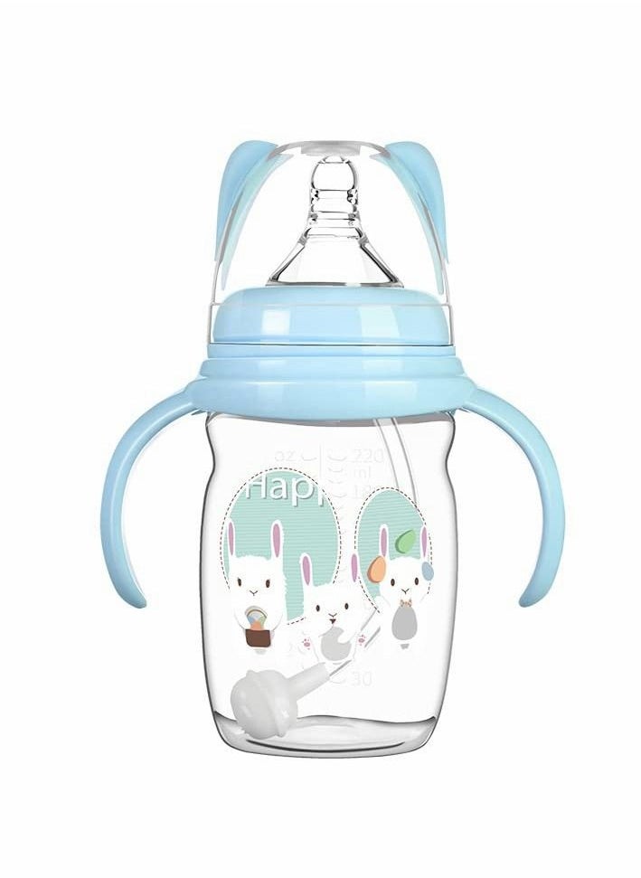 Excefore - Baby Bottle Sippy Cup 220ml, Learning Drinking Cup with Handle 360° Leak-proof Gravity Ball Design Baby Learn to Drink Water Transition Cup Soft Bite-resistant Drop Resistant for Kids 6+ Months (Blue) - Image 1