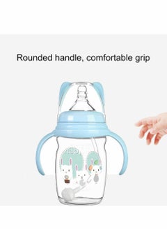 Excefore Baby Bottle Sippy Cup 220ml, Learning Drinking Cup with Handle 360° Leak-proof Gravity Ball Design Baby Learn to Drink Water Transition Cup Soft Bite-resistant Drop Resistant for Kids 6+ Months (Blue)  - Image 2