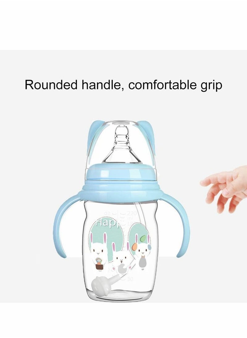 Excefore - Baby Bottle Sippy Cup 220ml, Learning Drinking Cup with Handle 360° Leak-proof Gravity Ball Design Baby Learn to Drink Water Transition Cup Soft Bite-resistant Drop Resistant for Kids 6+ Months (Blue) - Image 1