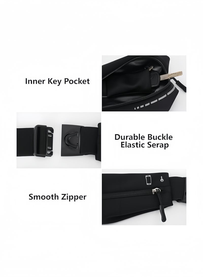 Slim Running Belt for Women Men,Runners Pack Phone Holder,Run Pouch Waist Belt for Workout Jogging,Money Belt Running Gear Accessories(Black) - Image 4
