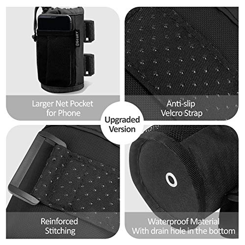 GEARV 2Pack Cup Holder for Bike, Scooter and Wheelchair, Water Bottle Holder for UTV/ATV, Walker, Golf Cart and Beach, Universal Drink Holder Accessories with Net Pocket and Cord Lock (Black) - Image 2