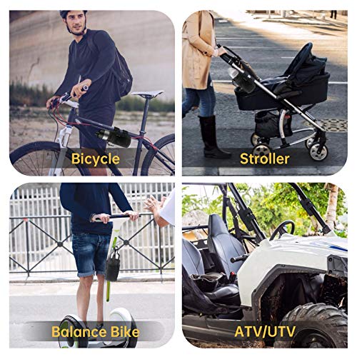 GEARV 2Pack Cup Holder for Bike, Scooter and Wheelchair, Water Bottle Holder for UTV/ATV, Walker, Golf Cart and Beach, Universal Drink Holder Accessories with Net Pocket and Cord Lock (Black) - Image 5