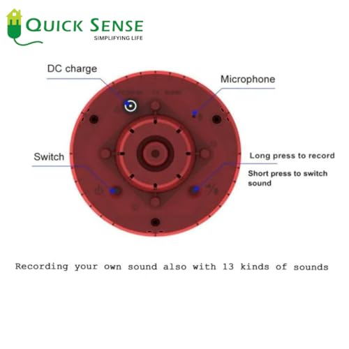 Quick Sense | Solar Outdoor Motion Sensor Alarm with 360° Detection | 130dB Siren | Dog Barking & Gunshot Sounds | 13 Alert Tones | Recording | Remote Control | USB | Pack of 1 - Image 4