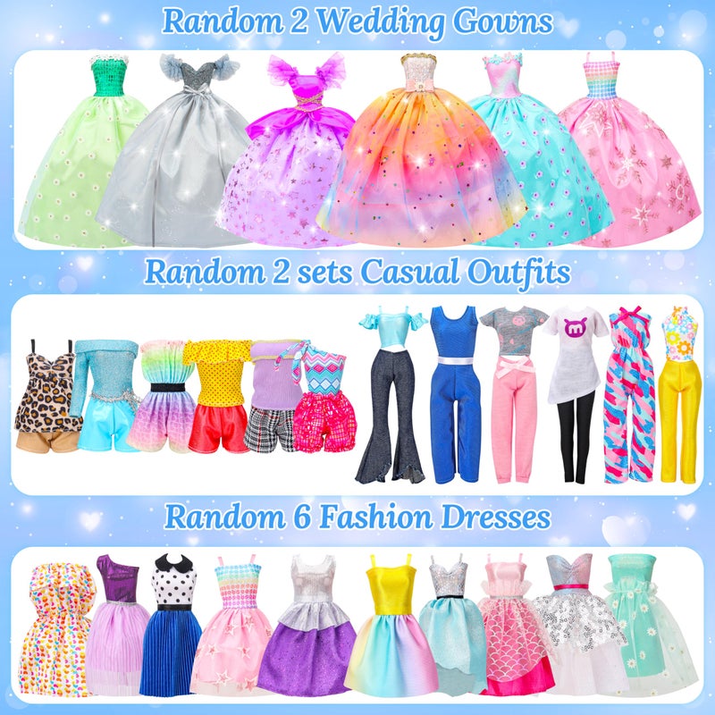 Style Shine 70 Pcs Closet Playset with Clothes & Accessories,2 Wedding Gowns 2 Casual Outfits 6 Fashion Dresses 2 Swimsuit 10 Shoes 27 Accessories 20 Hangers,Toys for Girls Kids Gifts - Image 2