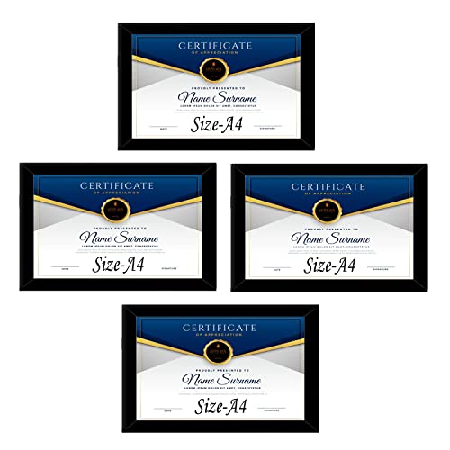 Stuthi Arts Photo Frame A4 Size For Wall Black Picture Frame For Home and Office Decoration (Black-A4-4 Frame) (Black) - Image 1