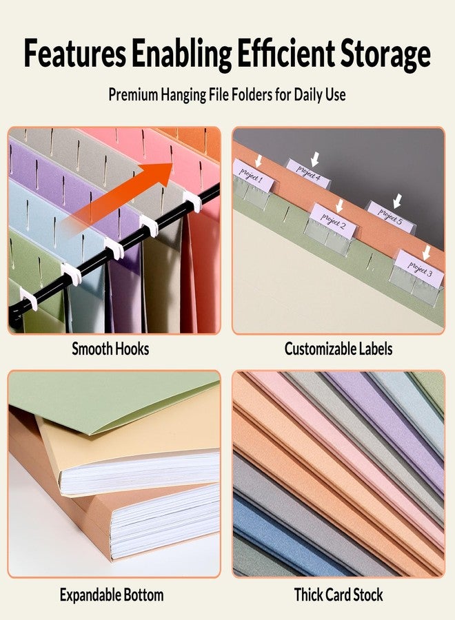 SUNEE Hanging File Folders, 50 Pack Letter Size Hanging File Folders with 1/5-cut Tabs, Stay Organized for Your Home and Office Bulk File, Documents and Paper, 10 Pastel Colors - Image 3