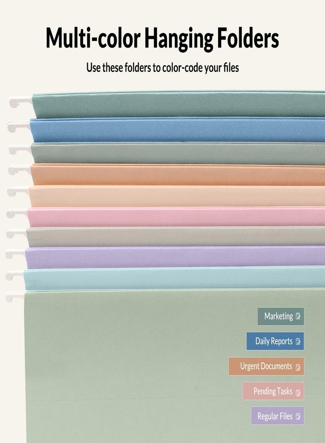 SUNEE Hanging File Folders, 50 Pack Letter Size Hanging File Folders with 1/5-cut Tabs, Stay Organized for Your Home and Office Bulk File, Documents and Paper, 10 Pastel Colors - Image 4