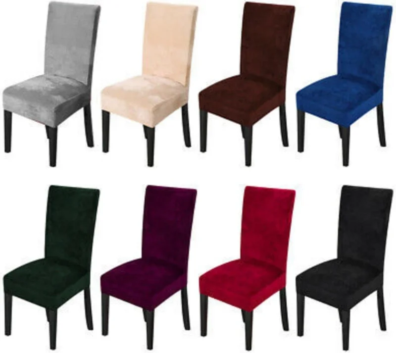 Elgeyar Silk Velvet Chair Cover Elastic Standard 6-Piece Velvet Chair Cover
