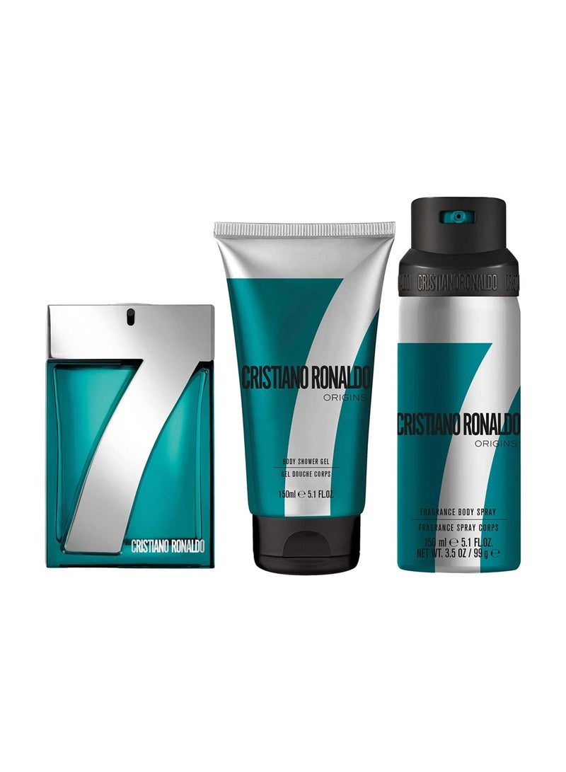 كرستيانو رونالدو مجموعة هدايا كريستيانو رونالدو Cr7 أوريجينز للرجال أو دو تواليت 100 مل + جل استحمام 150 مل + سبراي للجسم 150 مل - Image 2