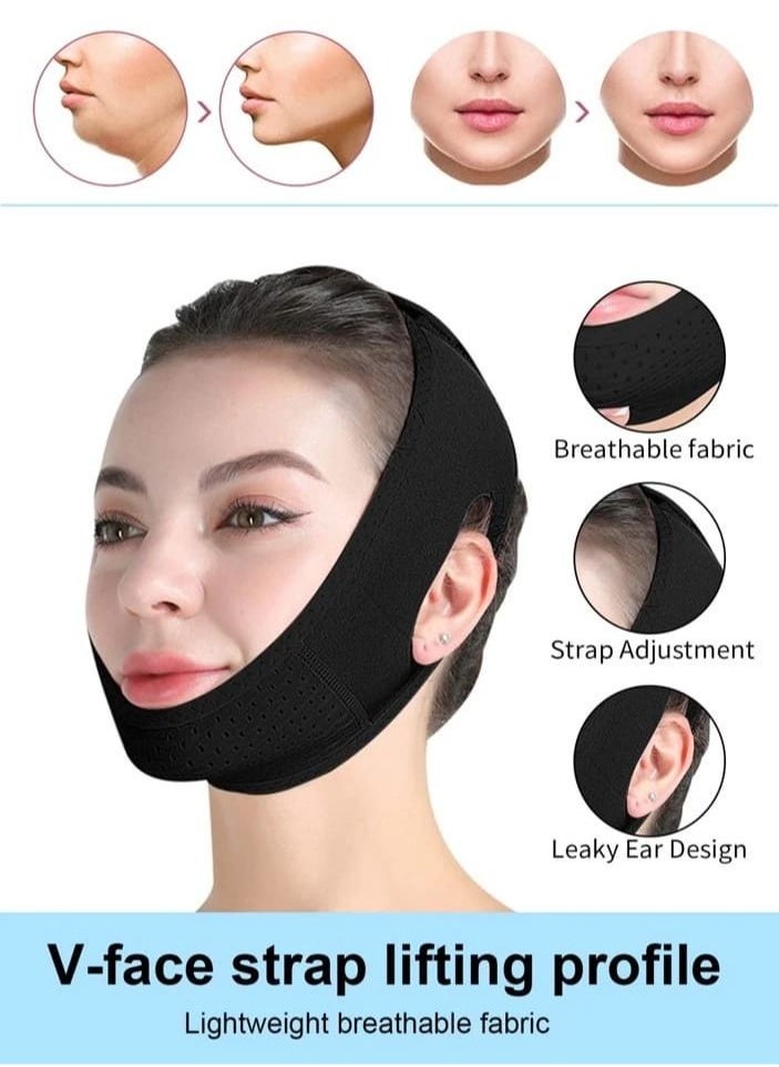 ماركة غير محددة - مشد تجميل الوجه وشد ترهل الذقن أسود - Image 1