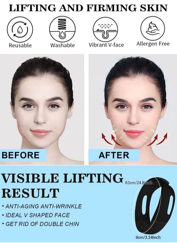 ماركة غير محددة - مشد تجميل الوجه وشد ترهل الذقن أسود - Image 1