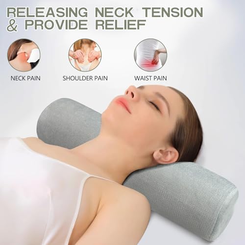 JOYENERGY Cervical Neck Roll Foam Pillow, Round Neck, Support for Sleeping, Bolster Pillow for Bed, Legs, Back and Yoga, 4.7 Inch Diameter x 17 Inches Long - Image 2