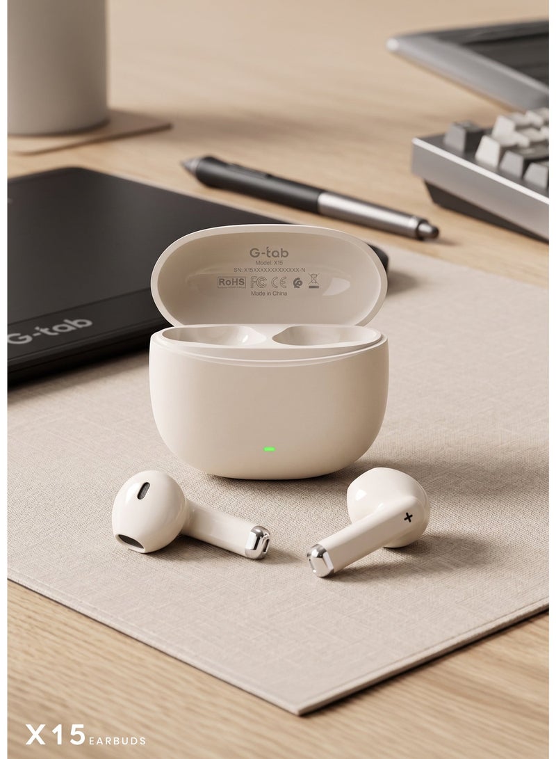 G-Tab X15 Wireless Bluetooth TWS In-Ear Headphone, Deep Bass Sound, Clear Call Mic, Touch Control, True Wireless Earbuds - Image 4